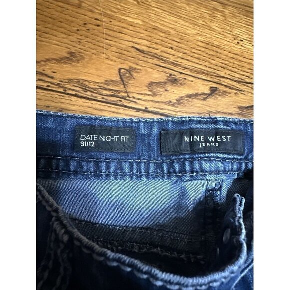 NINE West Jeans Capris 12/31 Rolled Up Mid Rise Cotton Spandex J13 Date Night Ft - Picture 8 of 8
